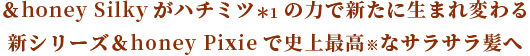 &honey Silkyがハチミツの力で新たに生まれ変わる新シリーズ&honey Pixieで史上最高なサラサラ髪へ